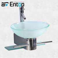 ENTOP Hand Wash Sink with 10-12mm stainless steel frame Glass Basin